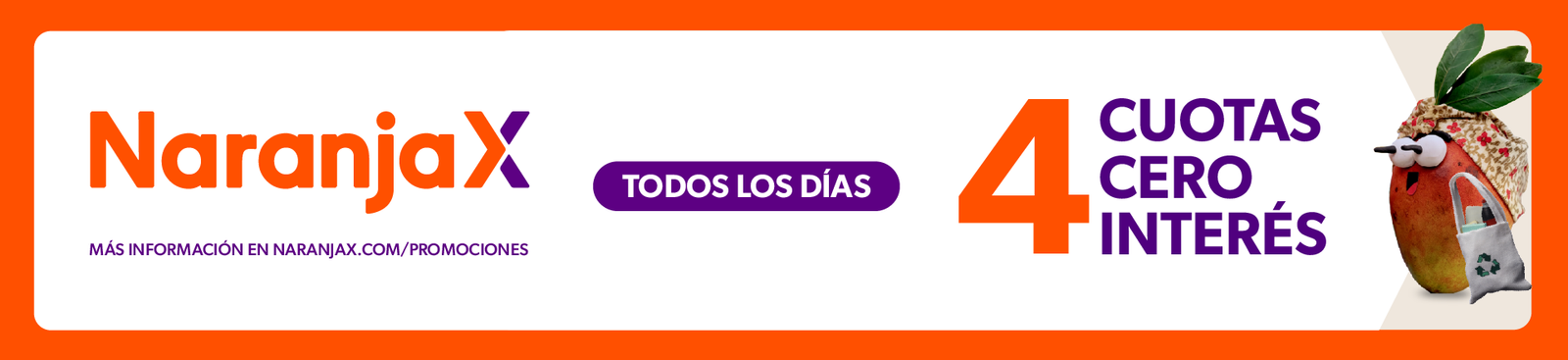Promoción Naranja X: cuatro cuotas cero interés
